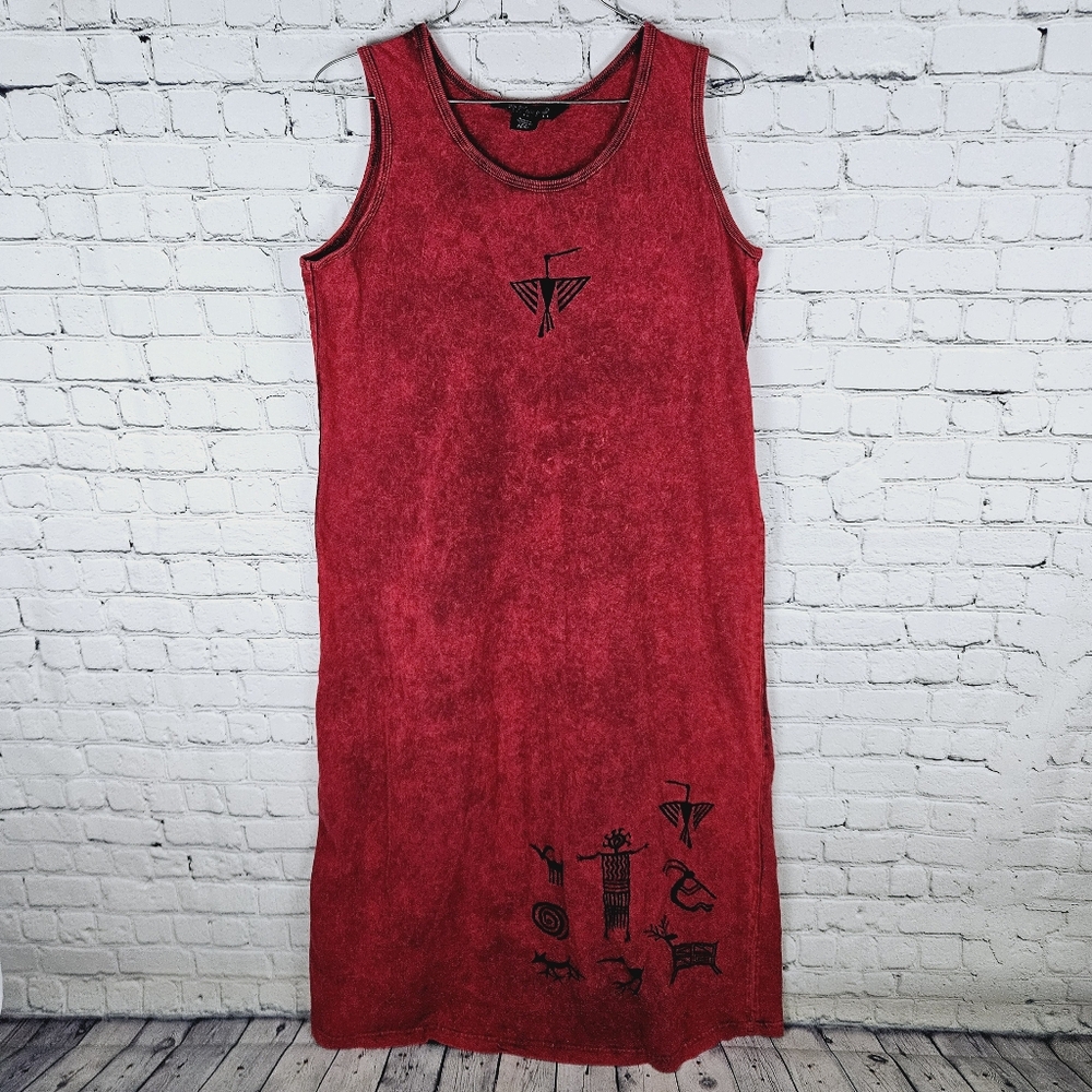 BFOFO DESIGNS | vintage 90s tribal petroglyph native art cotton maxi dress